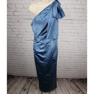 NWT Missacc Blue Sheath Column Satin Mother Of The Bride Bow Dress Gown Size 4